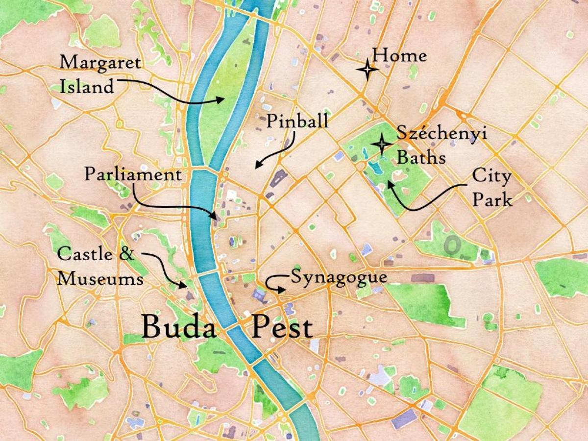 Буда եւ Пешт քարտեզի վրա