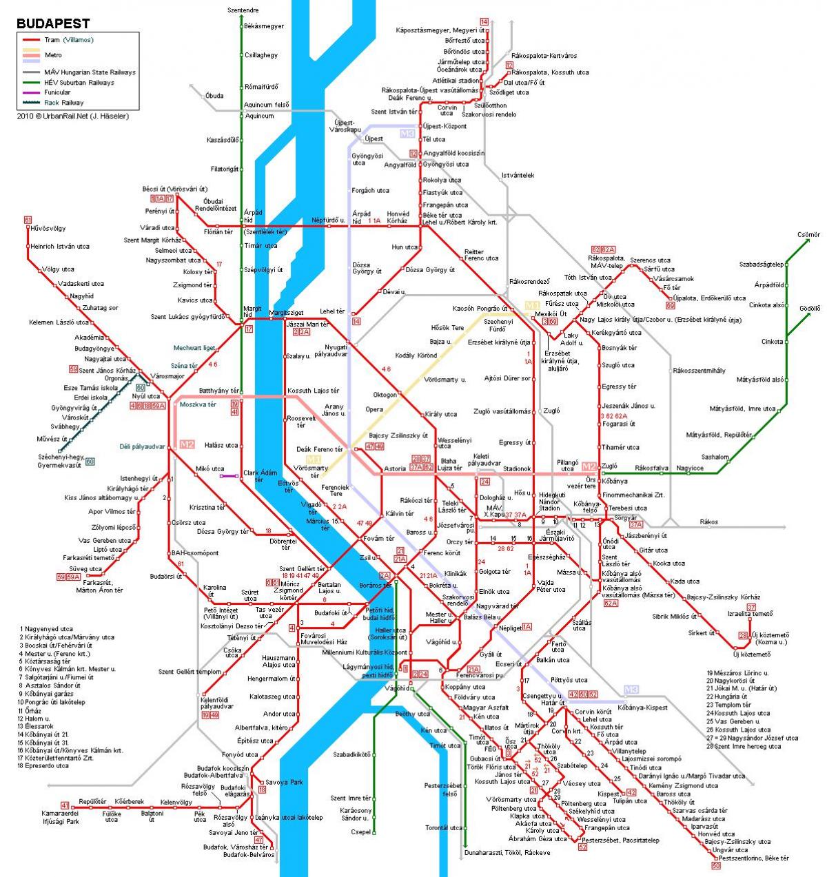 Բուդապեշտ մետրոյի քարտեզ