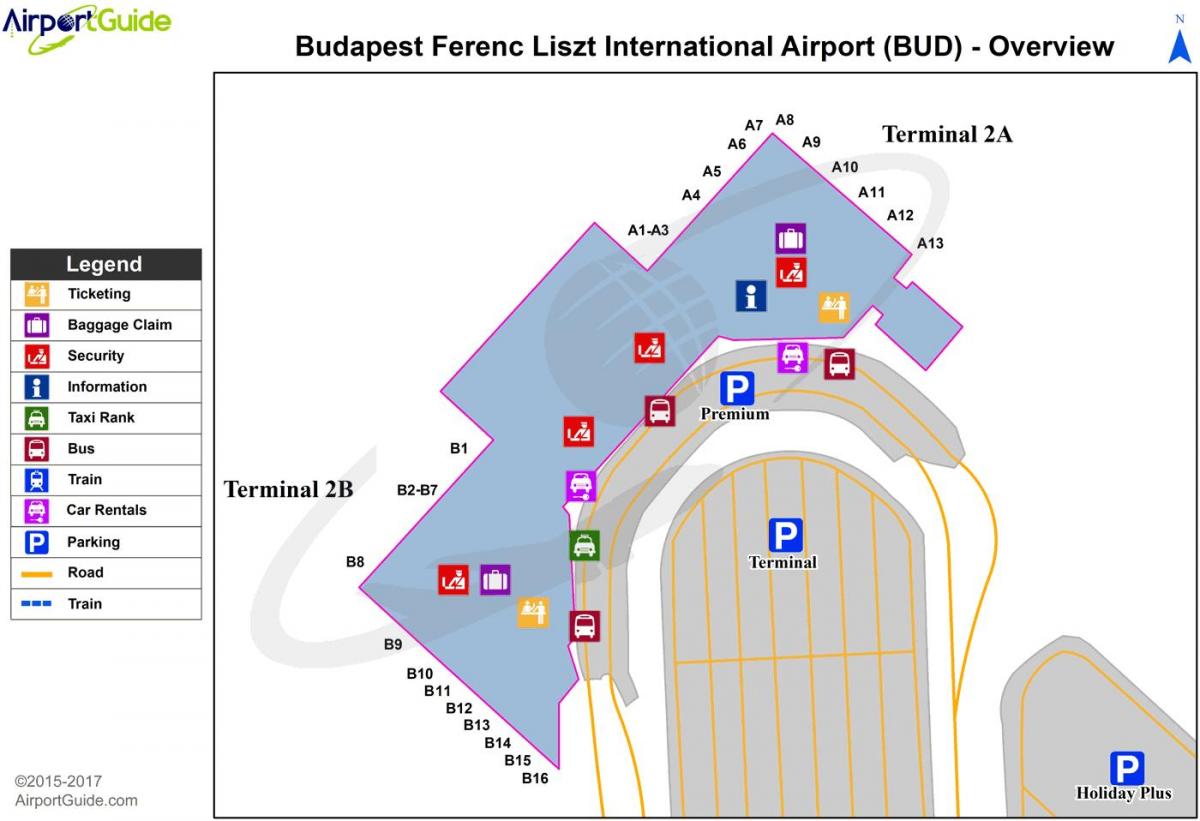 Բուդապեշտի օդանավակայանը քարտեզի վրա 