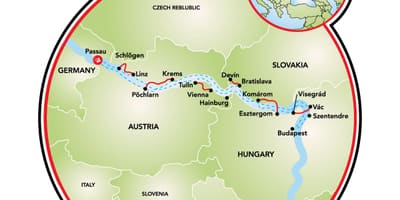 Հեծանիվ Բուդապեշտի քարտեզի վրա